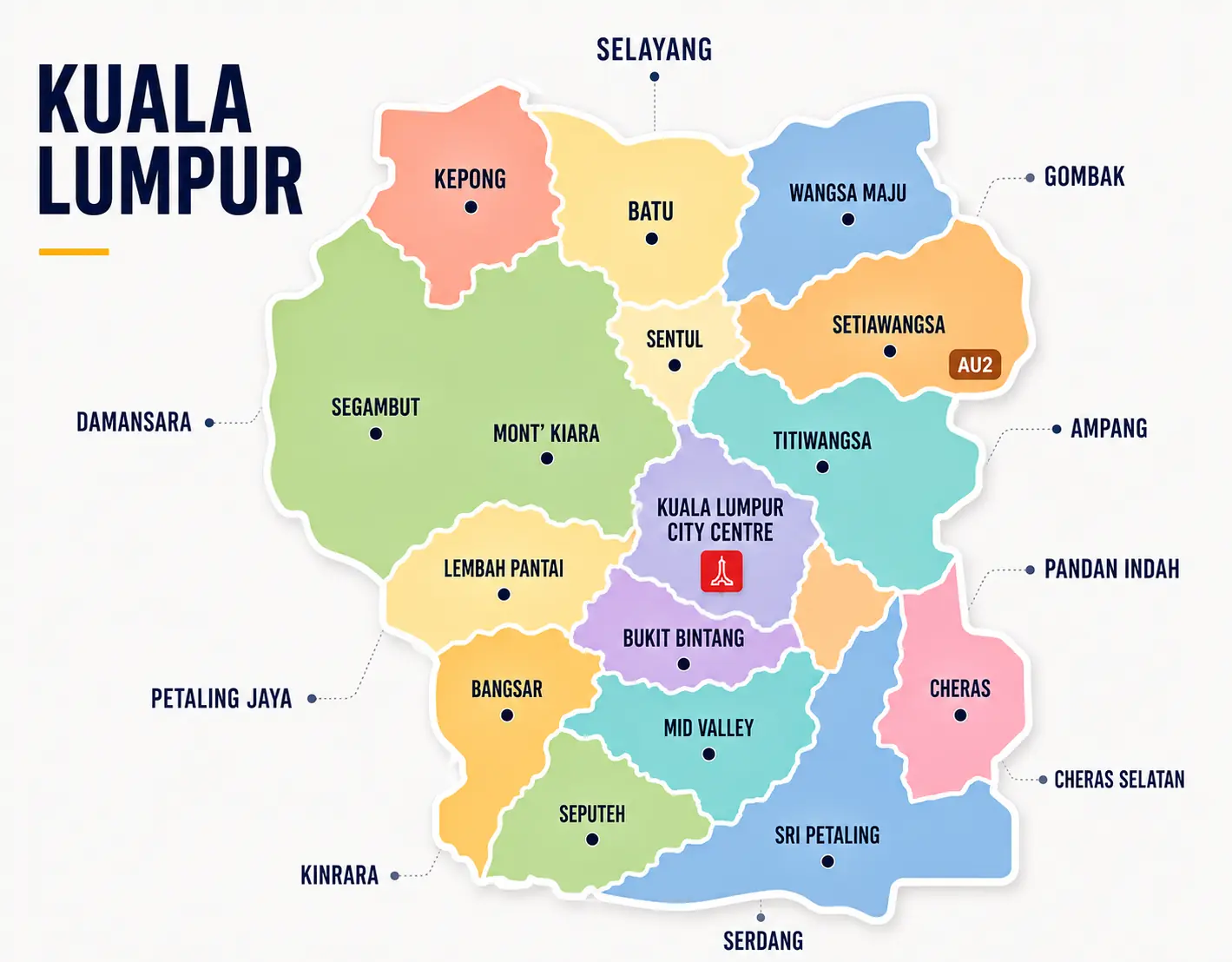 Aircond service coverage map of Kuala Lumpur