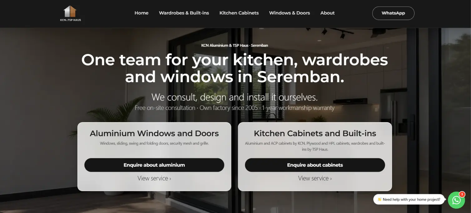 Redesigned KCN Aluminium and TSP Haus homepage
